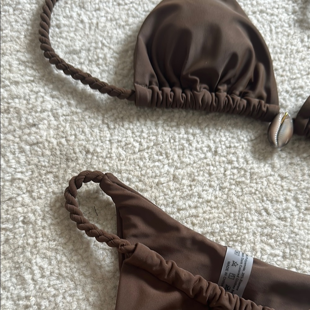 Brown Seashell Triangle Bikini Set - Picture 3 of 5